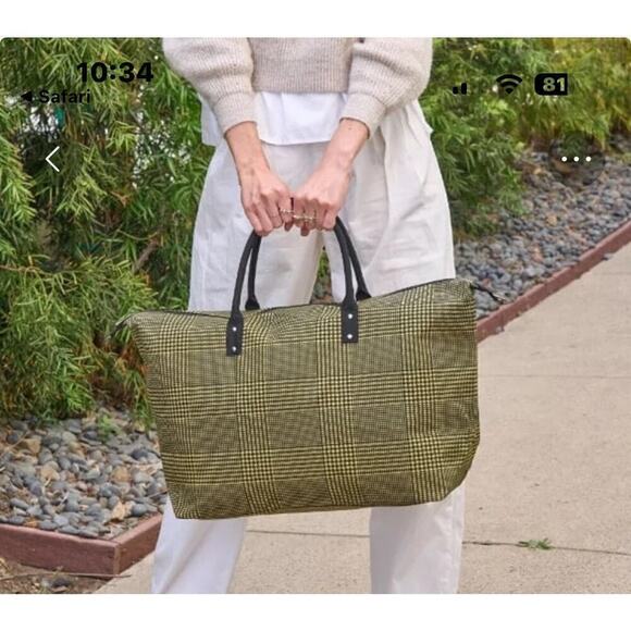 lulu dharma Handbags - lulu dharma Women's Black Yellow Plaid Frasier Weekender Travel Tote Bag…